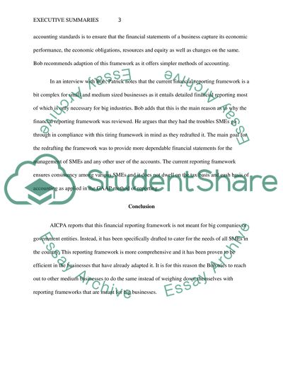Executive summaries of Should Small Businesses Adopt New Accounting Standards