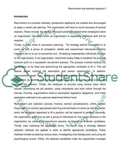 Cooperate recruitment and selection policies