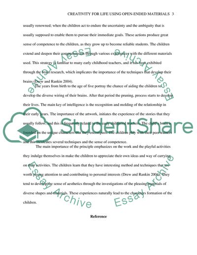 Promoting Creativity for life Using Open-Ended Materials by walter F. Drew and Baji Rankin