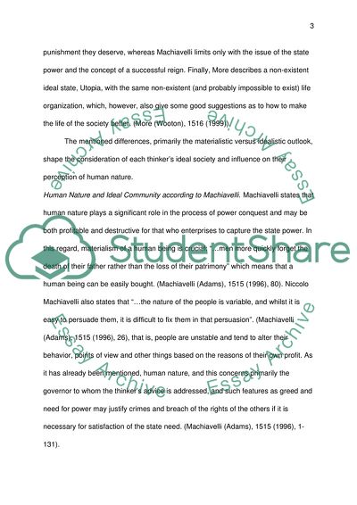 Thomas More and Niccolo Machiavelli on Human Nature