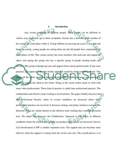 Inter-Professional Practice for People Using Health