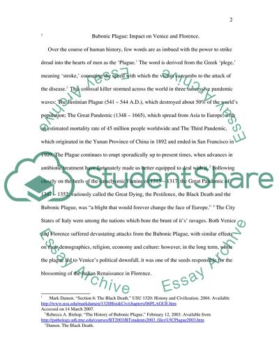 How Plague Influences and Changed the Lives in Venice and Florence