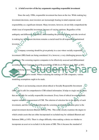 Financial Modelling with Excel Modeling - a Responsible Investment Strategy