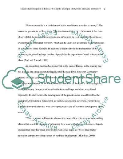 Successful Enterprise in Russia