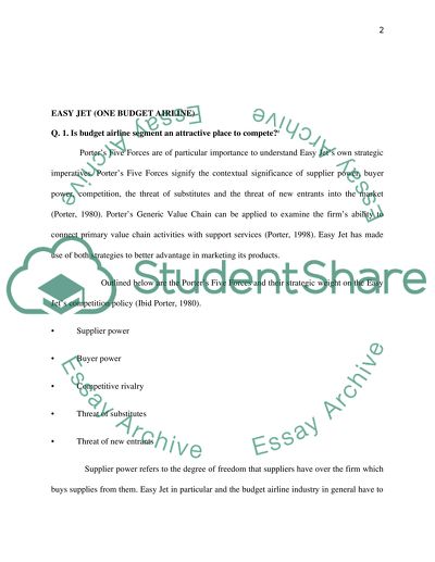 Budgetary Fundamentals of Easy Jet