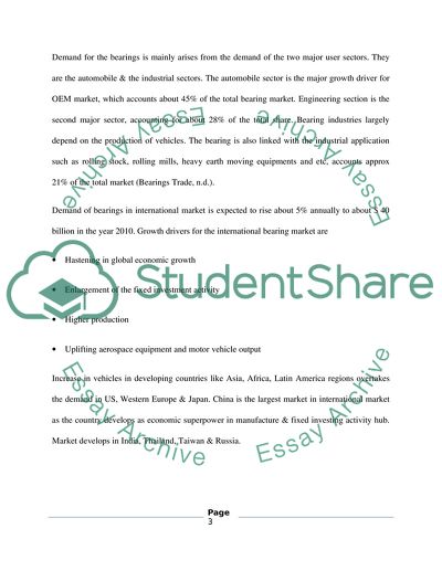 Strategic Management - Demand for the Bearings