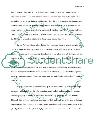 Comparison Between Ethnically Correct Dolls And Process of Ethnicity in England