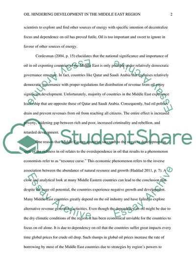 Oil Is Hindering Development In the Middle East Region