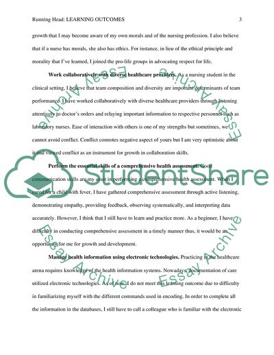 internship learning outcomes essay