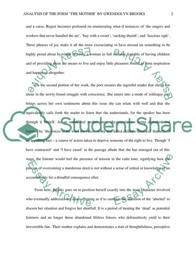 Analysis of the Poem The Mother By Gwendolyn Brooks