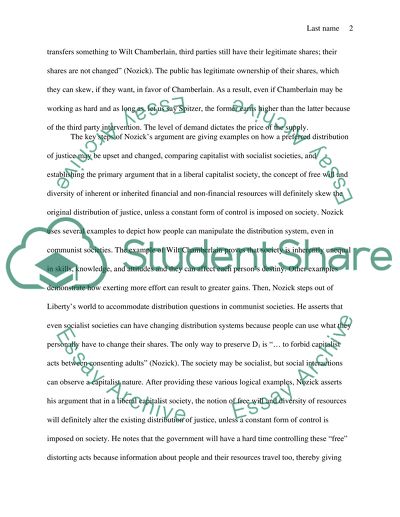 F Robert Nozicks How Liberty Upsets Patterns