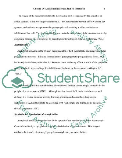 A study of acetylcholinesterase and its inhibition