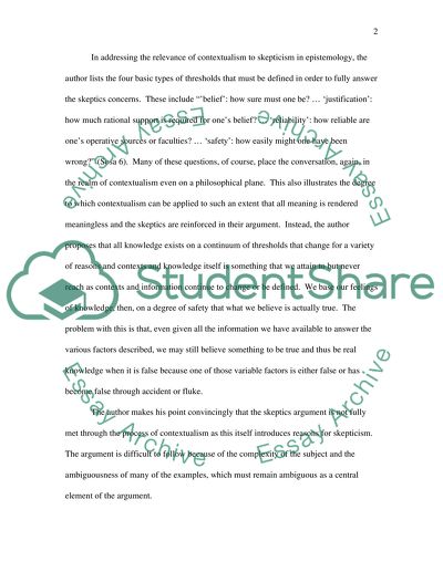 Skepticism and Contextualism by Ernest Sosa