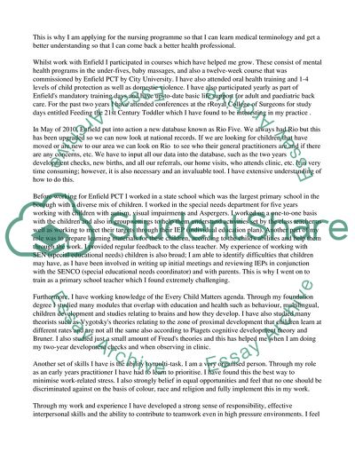 My personal statement for getting into nursing