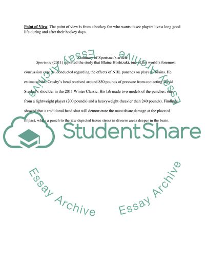 Violence in hockey and the affects of concussions on the brain