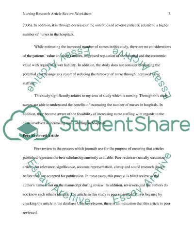 Nursing Research Article Review Worksheet