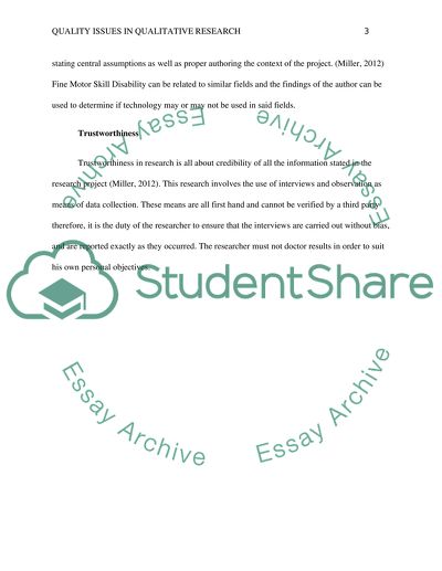 Quality Issues in Qualitative Research