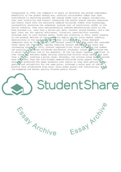 Strategic Management of First Solar Incorporation