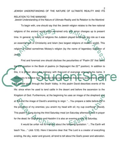 Jewish Understanding of the Nature of Ultimate Reality