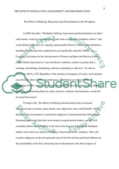 The Effects of Bullying, Harassment and Discrimination by Management in the Workplace