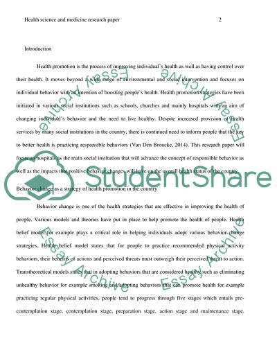 Behavior Change as a Strategy of Health Promotion in the Country