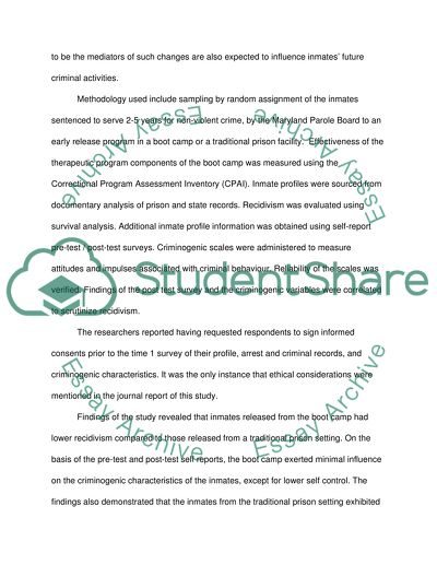 Therapeutic Boot Camp - Impact on Impulses, Attitudes, and Recidivism