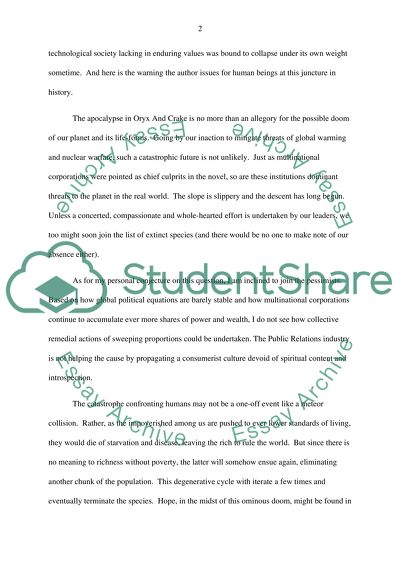 Oryx and Crake Interpretation