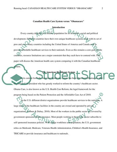 Canadian Health Care System versus Obamacare