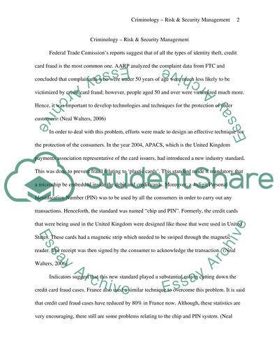 Criminology - Risk & Security Management