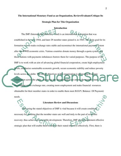 The International Monetary Fund as an Organization