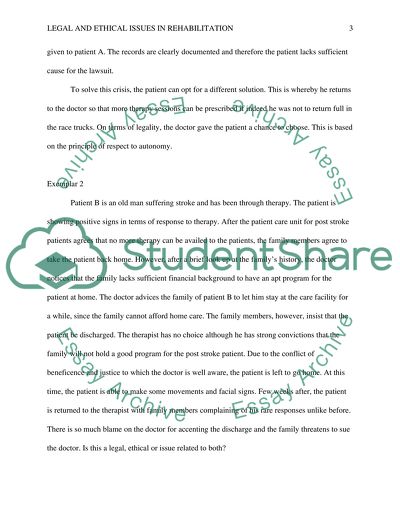 Exemplars in legal and ethical issues in rehabilitation or physical therapy practice