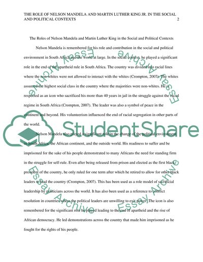 The Roles of Nelson Mandela and Martin Luther King