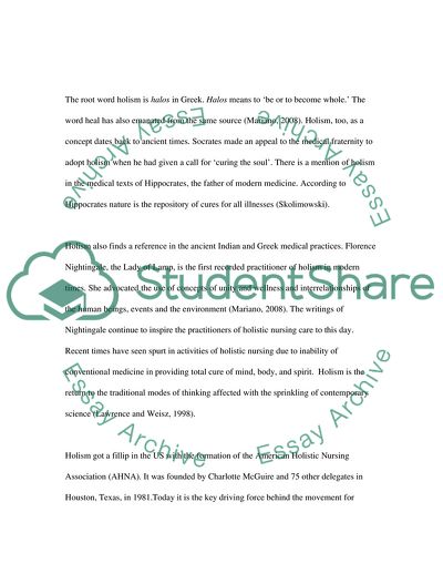 Holistic Nursing: Scope and Practice