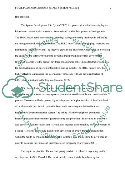 Plan and Design of a Small System for Healthcare Facilities