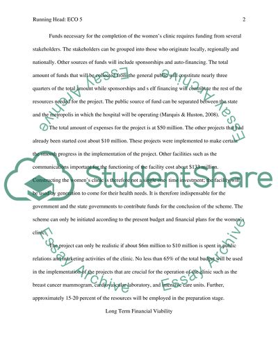 Capital Equipment Request for Clinic for Women