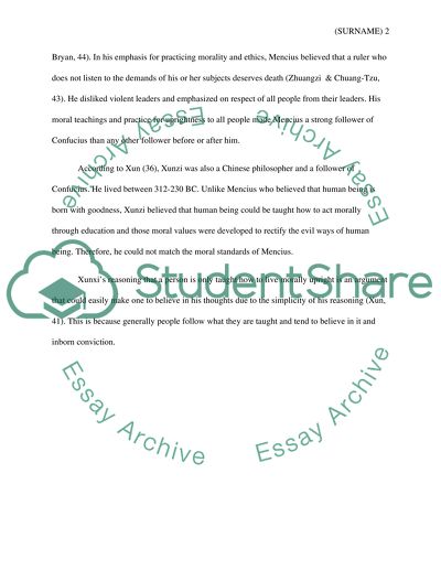 Mencius, Mozi and Xunzi Philosophical Ideas