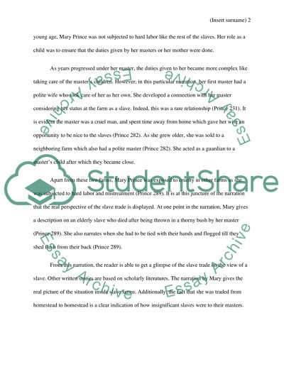 Comparison the Accounts of Mary Prince and John Barbot