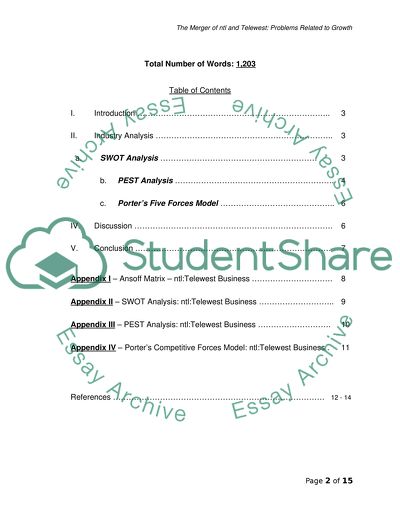 The Merger of NTL and Telewest: Problems Related to Growth