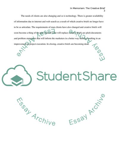 In Memoriam: the Creative Brief