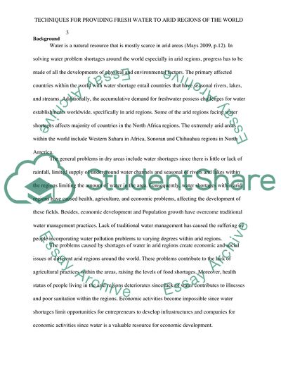 Provision of Fresh Water in Arid Regions