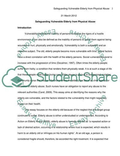 Safeguarding Vulnerable Elderly from Physical Abuse