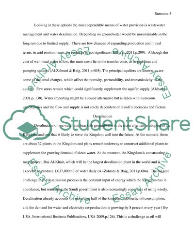 Water Provision Methods (Saudi Arabia)
