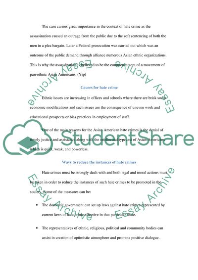 Hate Crime against Asian Americans