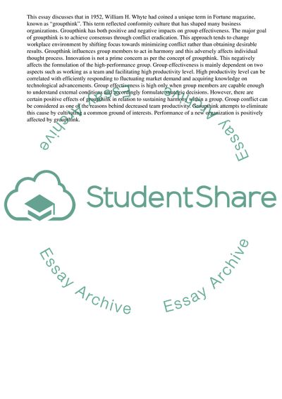 How groupthink affects the effectiveness of groups