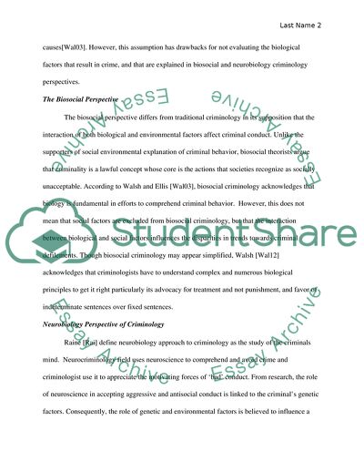 Use of Bio-Social and Neurobiology Perspectives to Explain Criminology