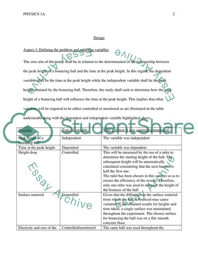 The Relationship between the Peak Height of a Bouncing Ball and the Time at the Peak Height