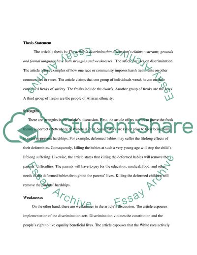 Strengths and Weaknesses of Discrimination Discussion