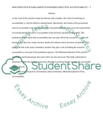 How effective is Parliament in ensuring executive accountability