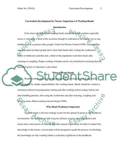 Curriculum for Nurses to Wash Hands