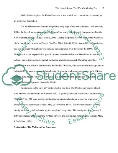 The United States: The Worlds Melting Pot